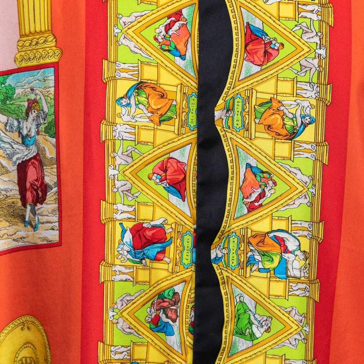 Pre Owned Gianni Versace Vintage Multicolor Printed Silk Button Front Shirt L