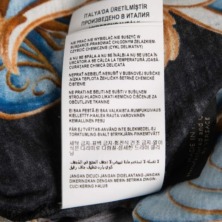 Pre Owned Versace Black Baroque Medusa Print Cotton T-Shirt M