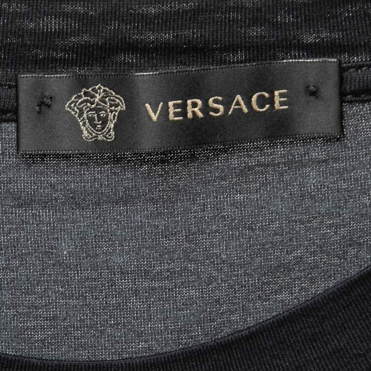 Pre Owned Versace Black Baroque Medusa Print Cotton T-Shirt M