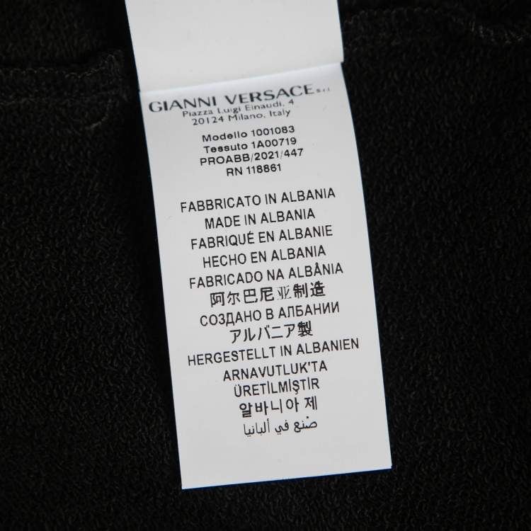 Pre Owned  Versace Black Alphabet Logo Print Cotton Zip-Up Hoodie M