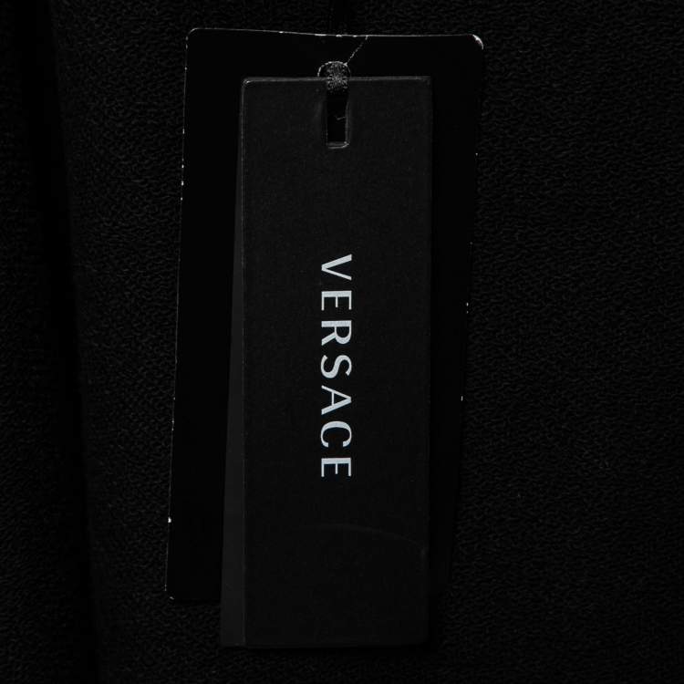 Pre Owned  Versace Black Alphabet Logo Print Cotton Zip-Up Hoodie M