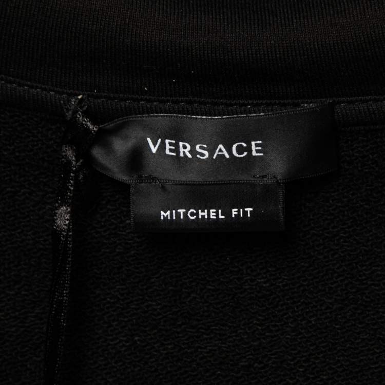 Pre Owned  Versace Black Alphabet Logo Print Cotton Zip-Up Hoodie M