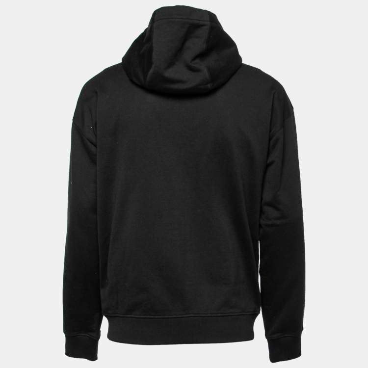 Pre Owned  Versace Black Alphabet Logo Print Cotton Zip-Up Hoodie M