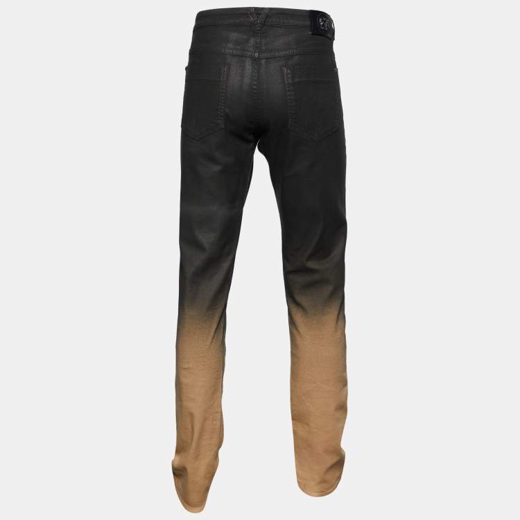 مملوكة مسبقًا Versace Black Ombre Print Denim Skinny Fit Jeans XL