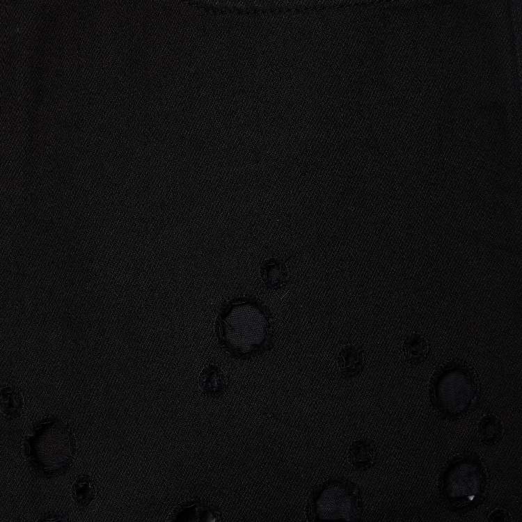 Pre Owned Versace Black Denim Perforated Straight Fit Jeans M Waist 34.5"