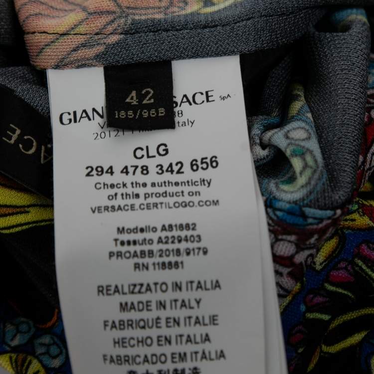 Pre Owned Versace Black Printed Stretch Jersey Long Sleeve Shirt XL
