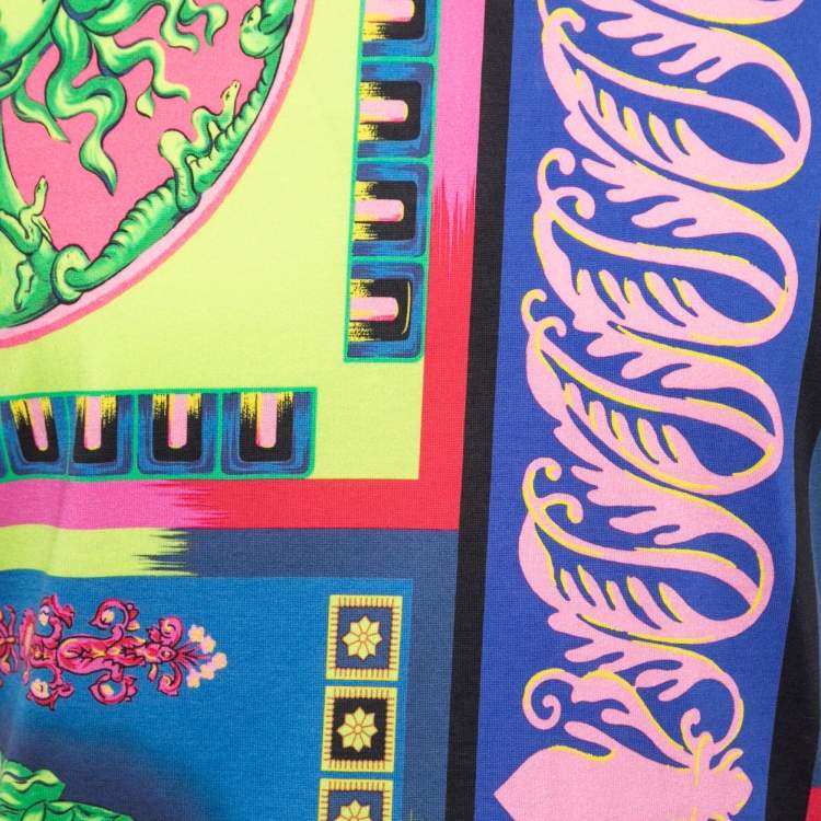 Pre Owned Versace Multicolor Medusa Printed Cotton Short Sleeve T-Shirt XS