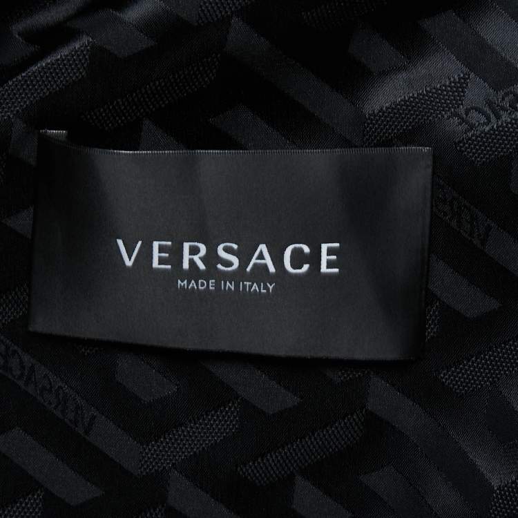 Pre Owned Versace Black Monogram Synthetic Rain Jacket 2XL