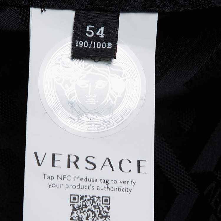 Pre Owned Versace Black Monogram Synthetic Rain Jacket 2XL