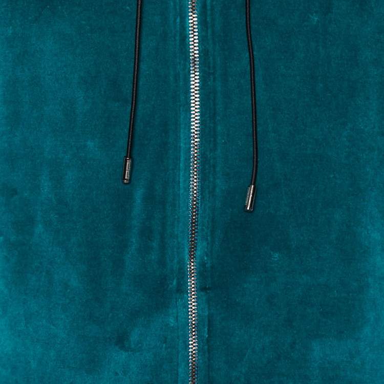 Pre Owned Versace Green Velour Logo Detail Track Suit M