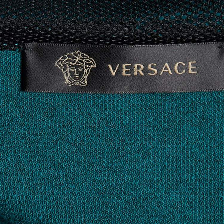 Pre Owned Versace Green Velour Logo Detail Track Suit M