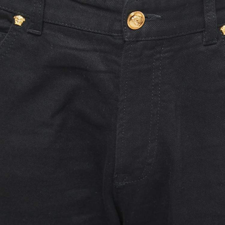 Pre Owned Versace Black Denim Jeans L Waist 34"