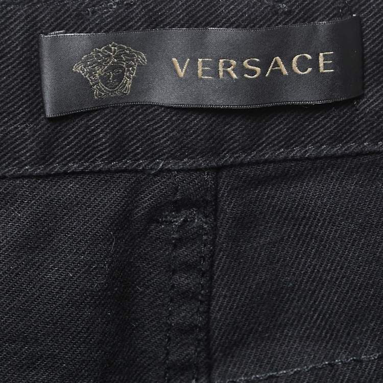 Pre Owned Versace Black Denim Jeans L Waist 34"