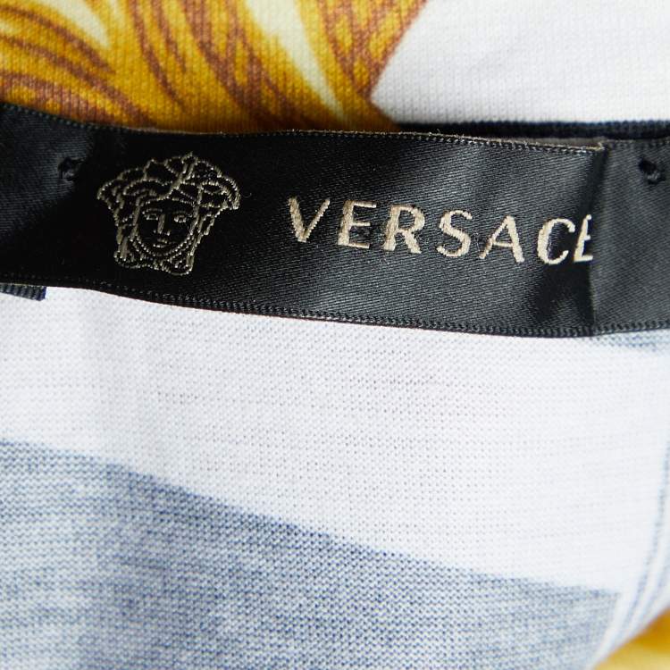 Pre Owned Versace Monochrome Baroque Printed Cotton Knit Crewneck T-Shirt M