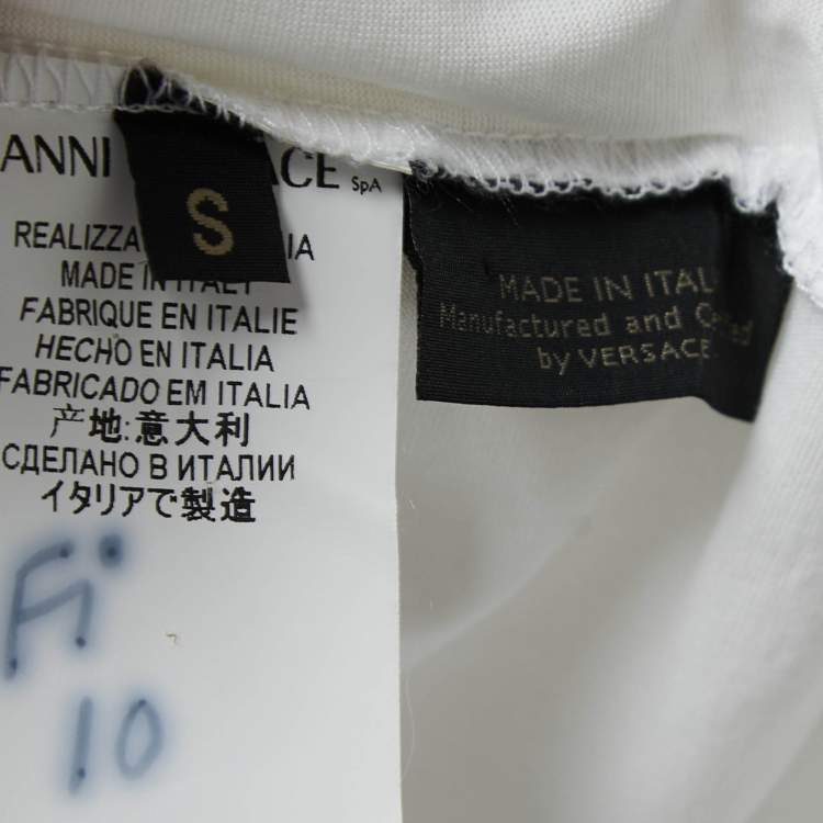 Pre Owned Versace White Cotton Medusa Embellished Short Sleeve T-Shirt S