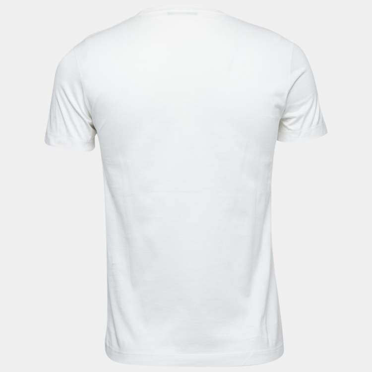 Versace White Cotton Medusa Embellished Short Sleeve T-Shirt