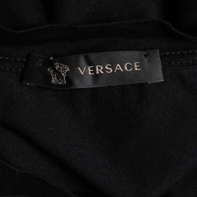 Pre Owned Versace Black Medusa Painted Cotton Crew Neck T-Shirt XS