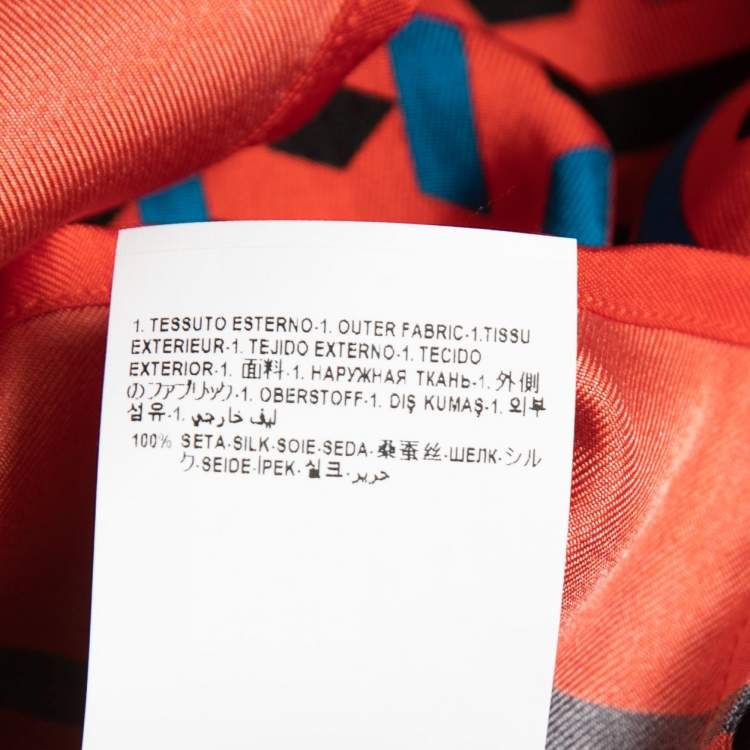 Pre Owned Versace Red/Multicolor La Greca Print Silk Shirt 2XL
