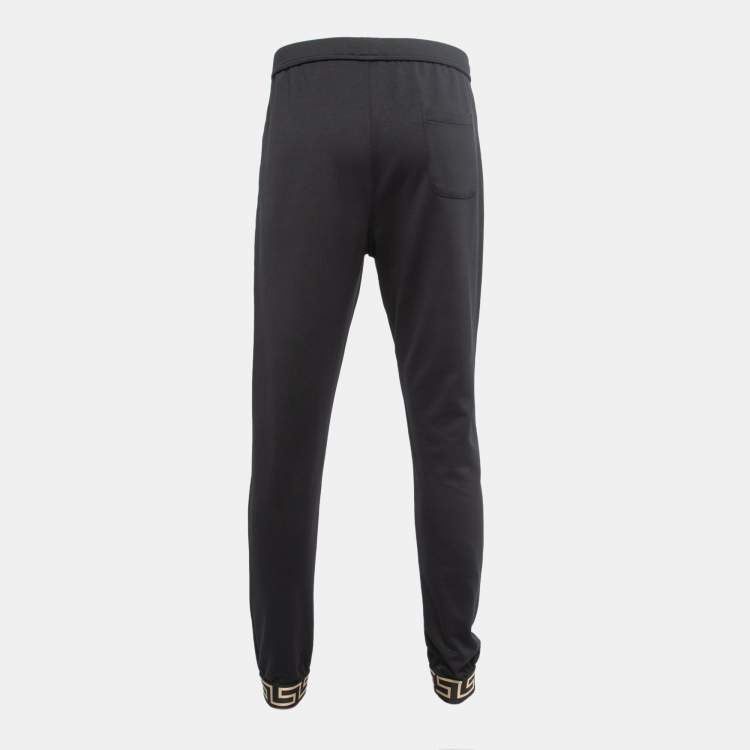Pre Owned Versace Black Knit Medussa Logo Detail Track pants XXL