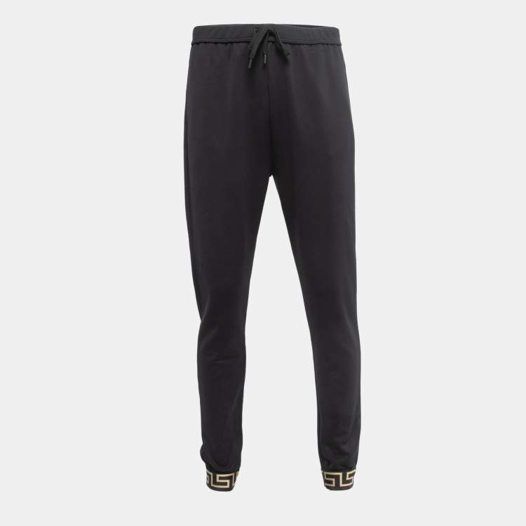Pre Owned Versace Black Knit Medussa Logo Detail Track pants XXL