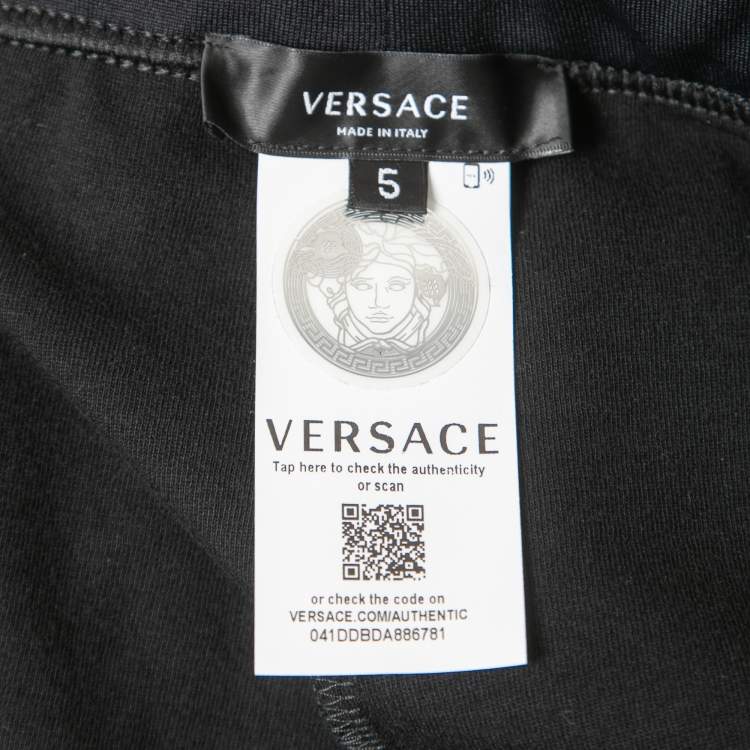 Pre Owned Versace Black Knit Medussa Logo Detail Track pants XXL