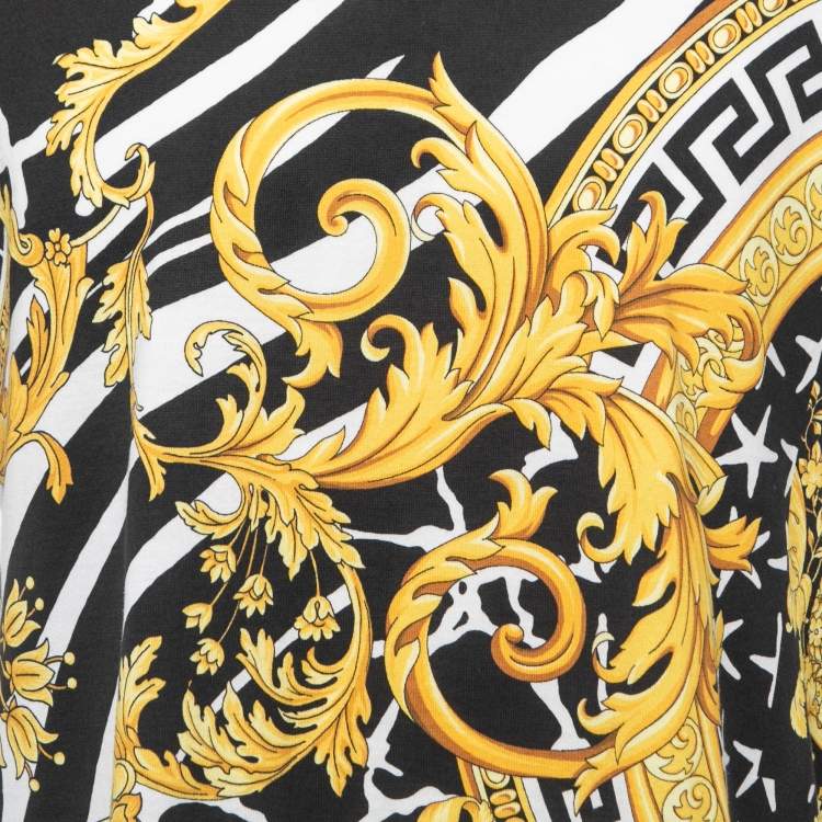 Pre Owned Versace Black/Yellow Baroque Printed Cotton T-Shirt 3XL