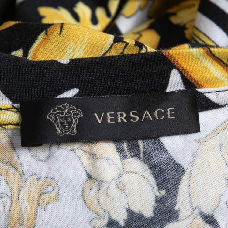 Pre Owned Versace Black/Yellow Baroque Printed Cotton T-Shirt 3XL