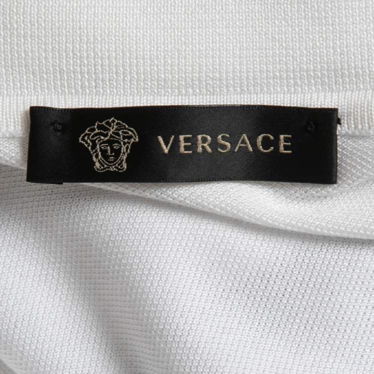 Pre Owned Versace Monochrome Cotton Pique Medusa Embroidered Polo T-Shirt 3XL