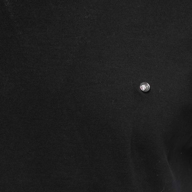 Pre Owned Versace Black Cototn Pique Contrast Collar Polo T-Shirt M