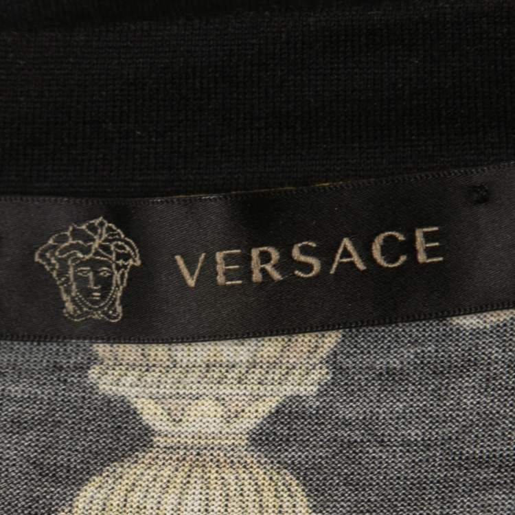 Pre Owned Versace Black Baroque Printed Cotton Knit T-Shirt M