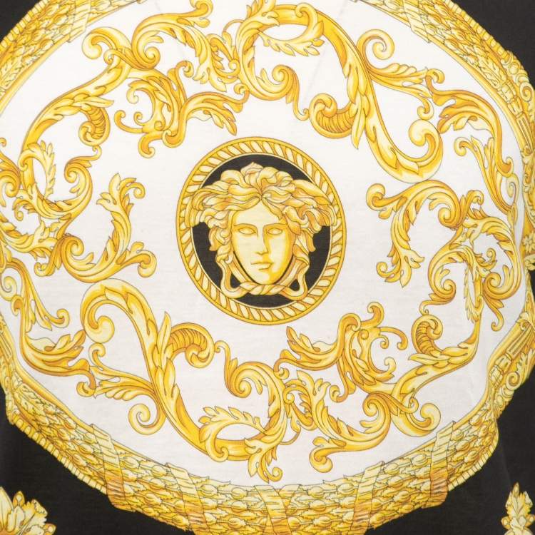 Pre Owned Versace Black Baroque Printed Cotton Knit T-Shirt M