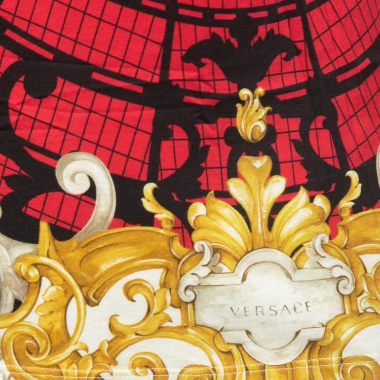 Pre Owned Versace Multicolor Baroque Web Print Cotton Crew Neck Half Sleeve T-Shirt S