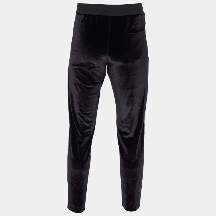 Versace Men's Black Embroidered-logo Track Pants, Size Large