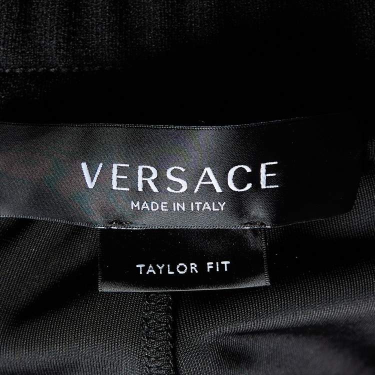 Pre Owned Versace Black Velour Embroidered Medusa Track Pants L