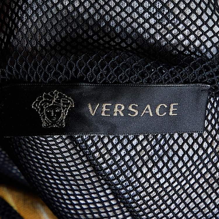 Pre Owned Versace Black baroque printed Cotton Knit Hooded Sweatshirt XL