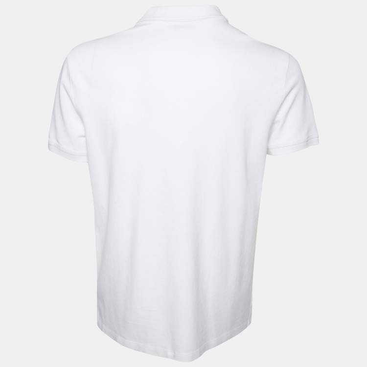 Pre Owned Versace White Tonal Medussa Head Embroidered Cotton Pique Polo T-Shirt XL