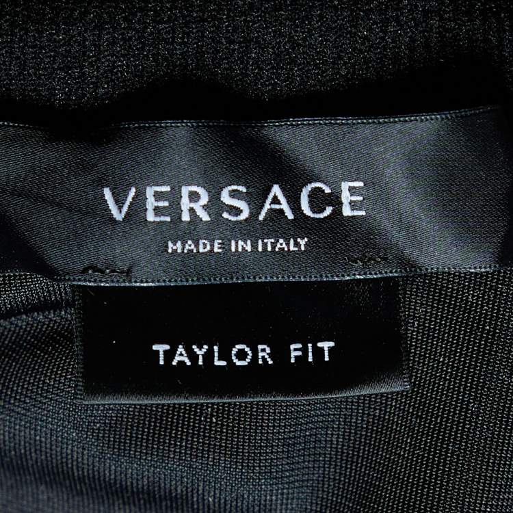 Pre Owned Versace Black Velour Medusa Embroidered Zip Front Jacket L