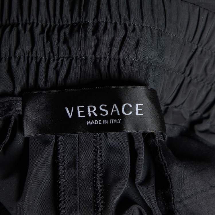Pre Owned Versace Black Medusa Printed Polyester Joggers XL