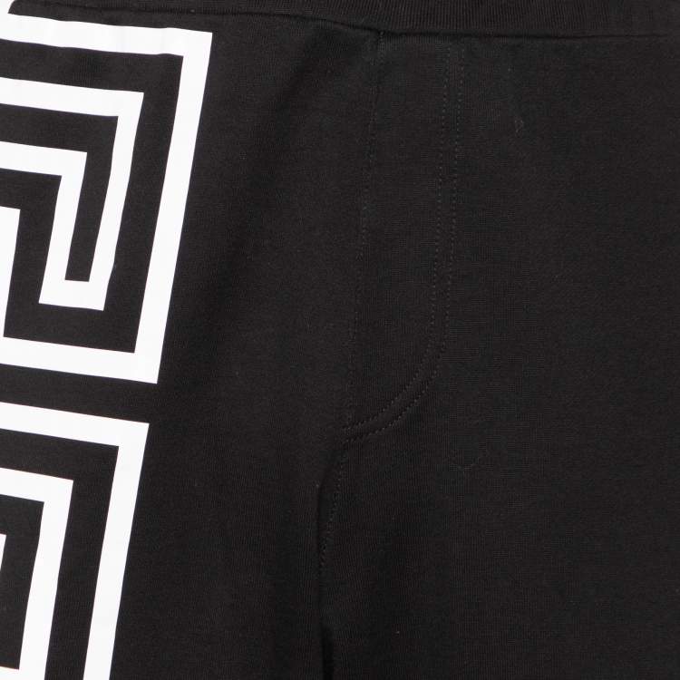 Pre Owned Versace Black Logo Printed Cotton Knit Joggers XL