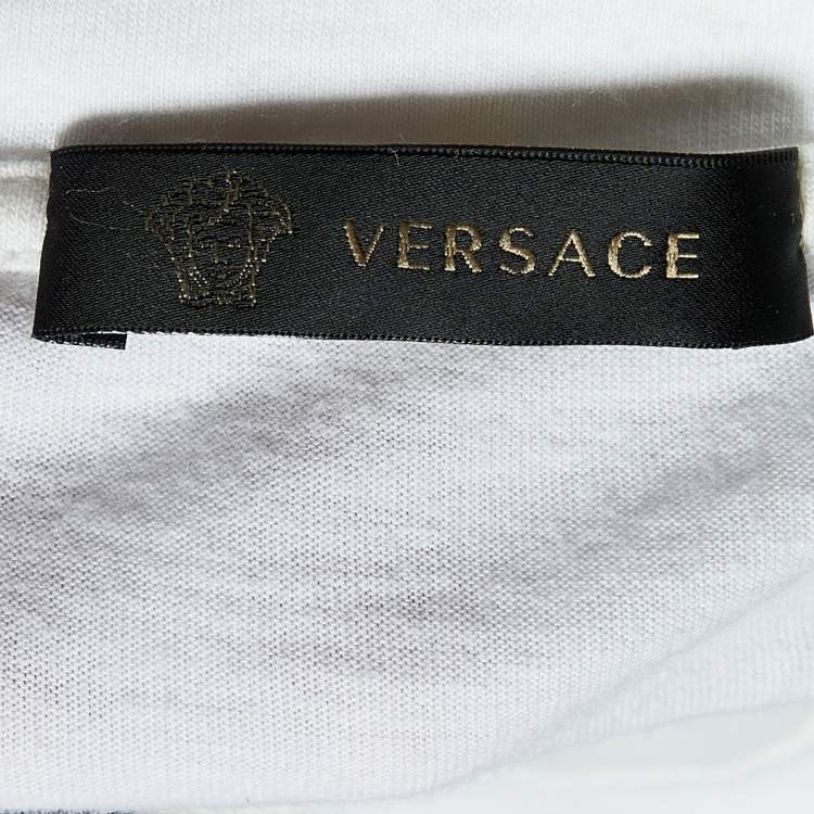 Pre Owned Versace White Medusa Embroidered Cotton Knit T-Shirt XL