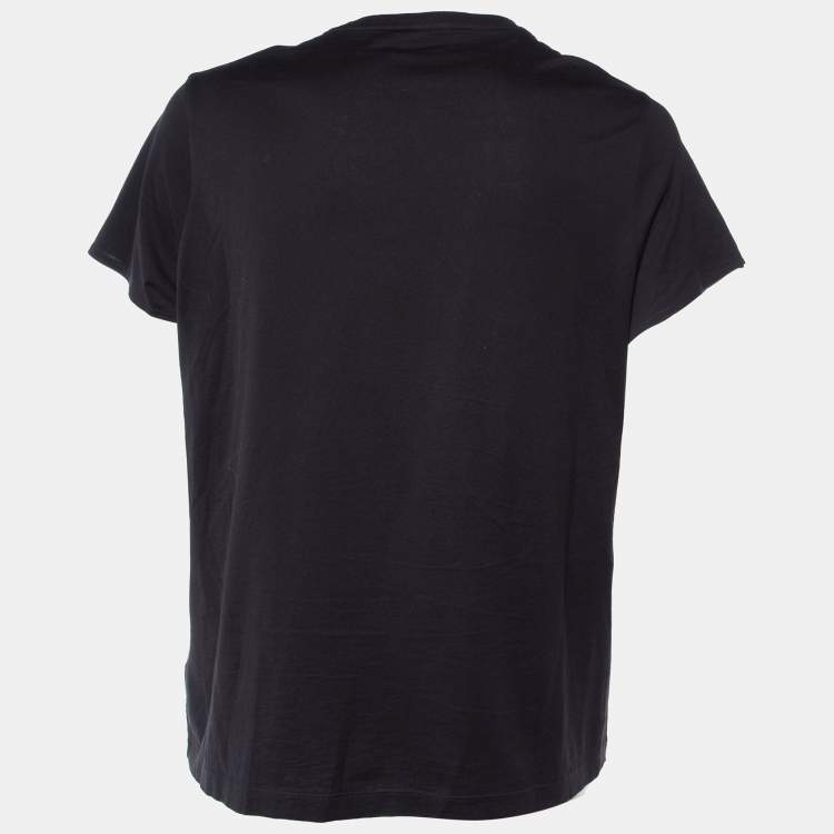 مملوكة مسبقًا Versace Black Medusa Wave Embroidered Cotton Knit T-Shirt XL