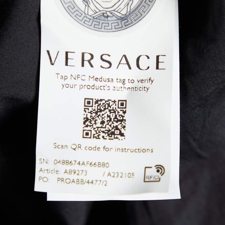 Pre Owned Versace Black Cotton Medusa Head Embroidered Palazzo Fit Shirt XXL