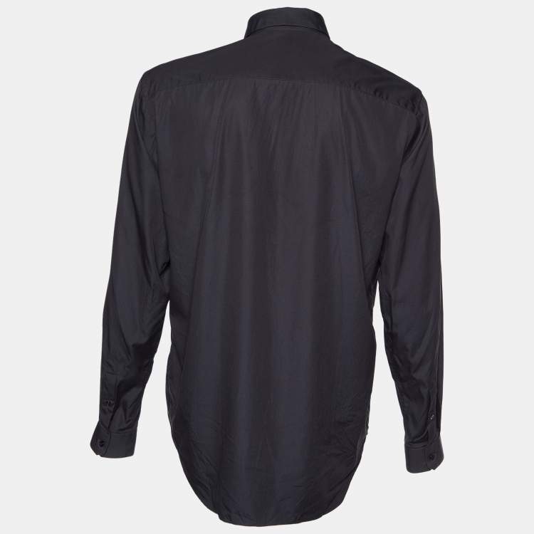 Pre Owned Versace Black Cotton Medusa Head Embroidered Palazzo Fit Shirt XXL