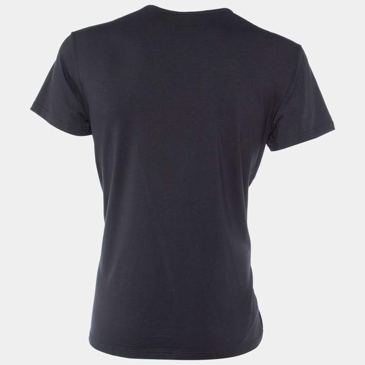 Pre Owned Versace Black Medusa Crest Printed Cotton Knit T-Shirt XXL