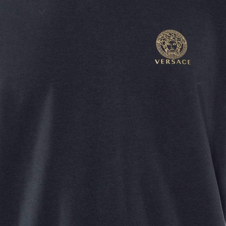 Pre Owned Versace Black Medusa Crest Printed Cotton Knit T-Shirt XXL