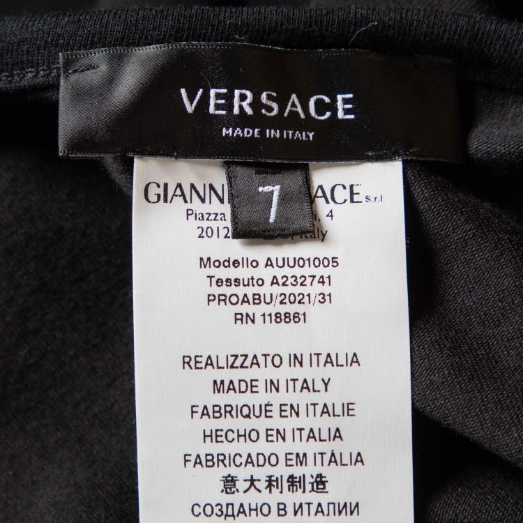 Pre Owned Versace Black Medusa Crest Printed Cotton Knit T-Shirt XXL