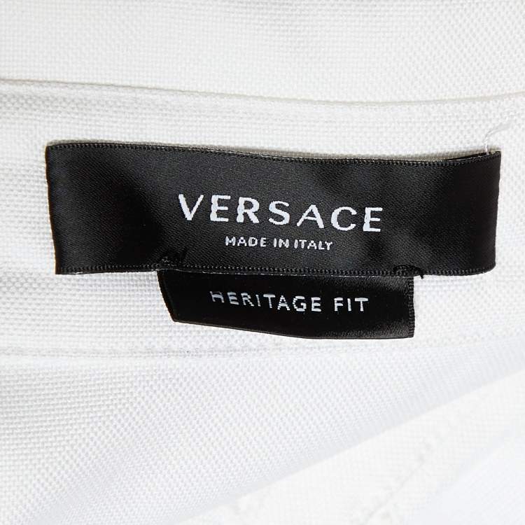 Pre Owned Versace White Cotton Medusa Button Detail Heritage Fit Shirt 3XL