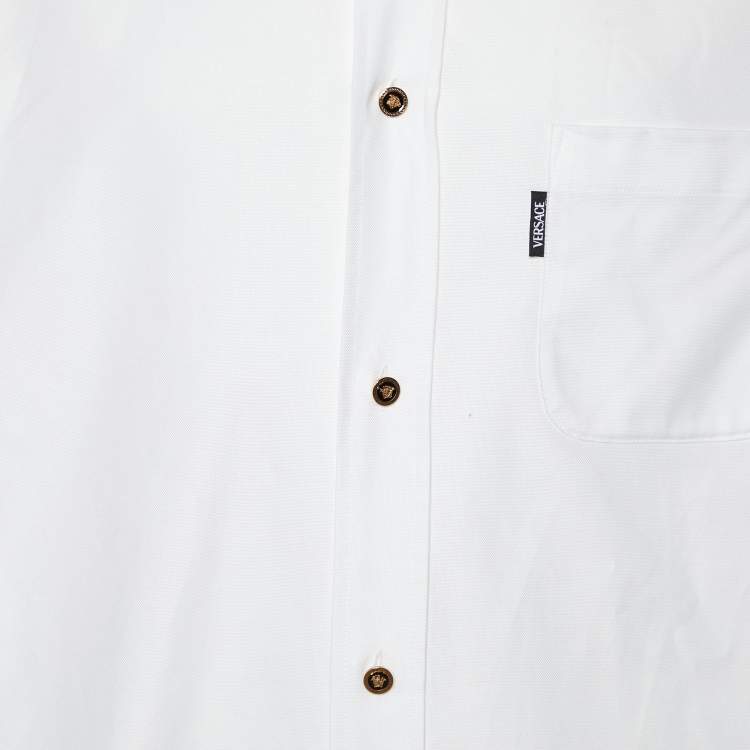 Pre Owned Versace White Cotton Medusa Button Detail Heritage Fit Shirt 3XL