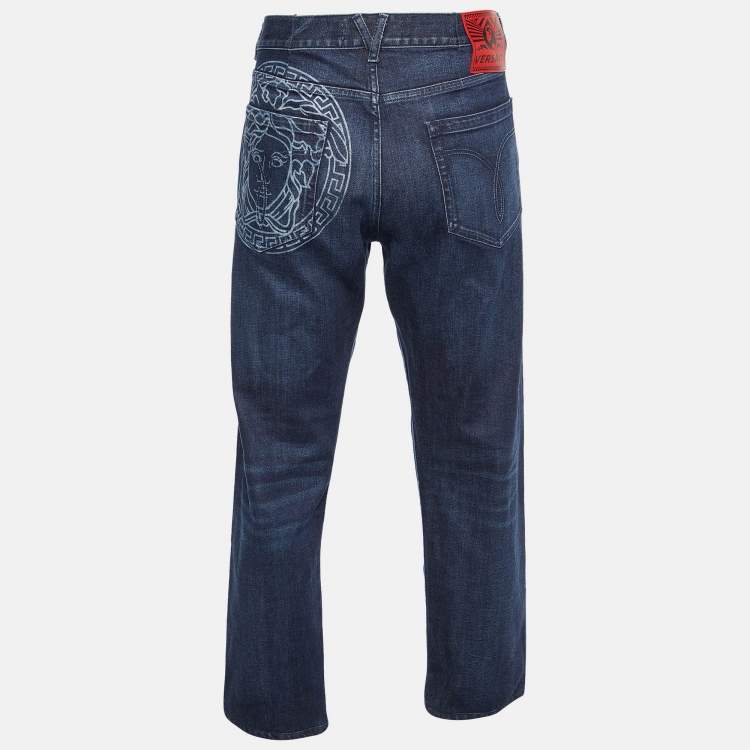 Pre Owned Versace Navy Blue Denim Taylor Fit Jeans XXL