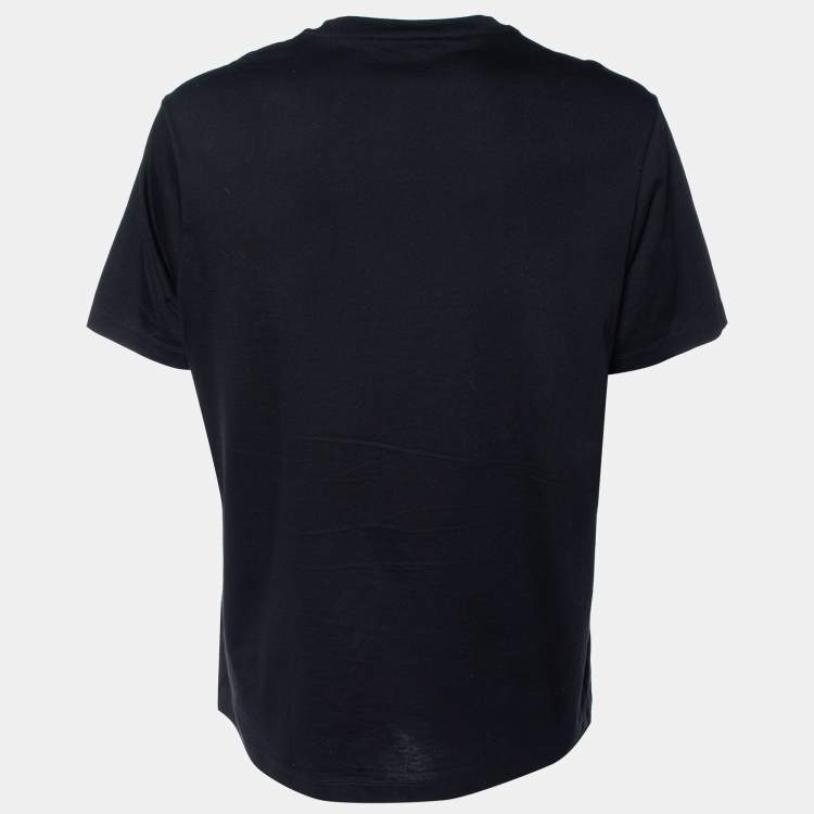 Pre Owned Versace Black Cotton Knit & Renaissance Printed Silk T-Shirt XL